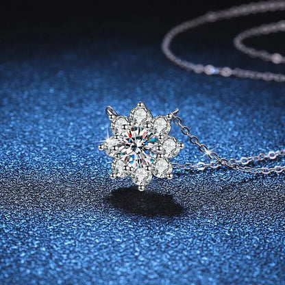 S925 Sunflower Necklace, 1 CT Moissanite
