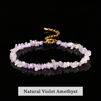 Amethyst Rock Quartz Crystal Stone Chip Bead Bracelet