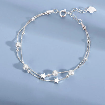 925 Sterling Silver Heart Shaped Necklace Bracelet Set