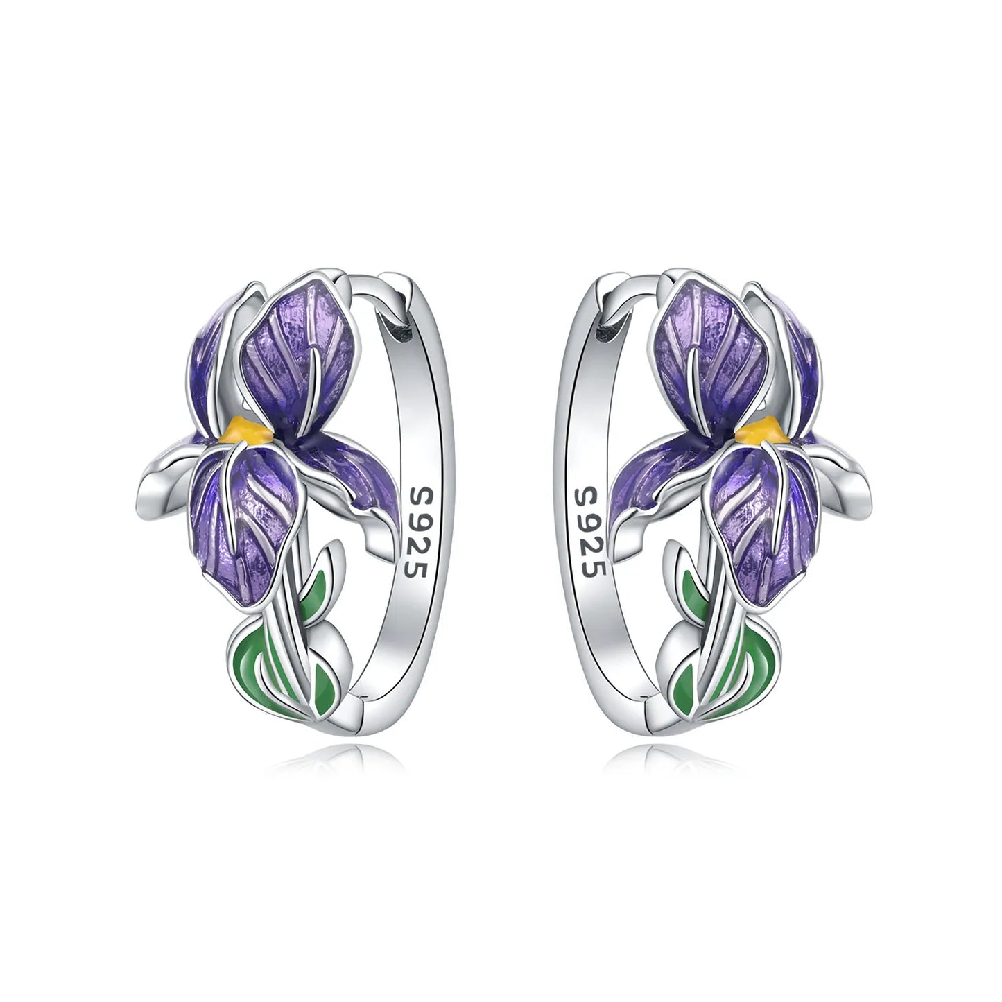 Original S925 Blue Iris Flower Earrings