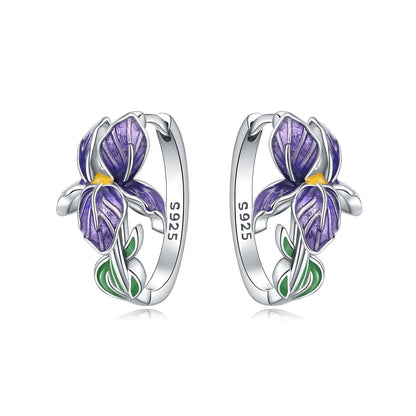 Original S925 Blue Iris Flower Earrings