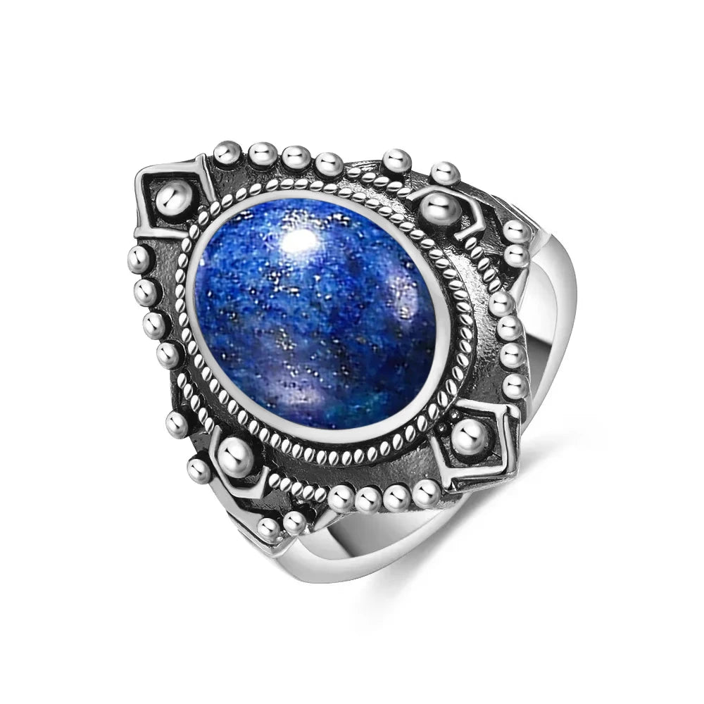 Vintage S925 Sterling Silver Ring with Natural Moonstone Stone