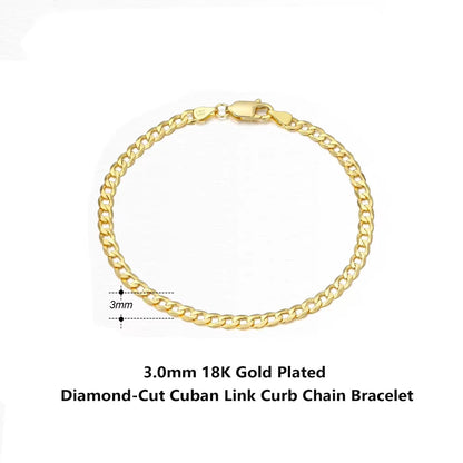 18K Gold Over 925 Sterling Silver Italian Cuban Bracelet