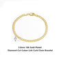 18K Gold Over 925 Sterling Silver Italian Cuban Bracelet
