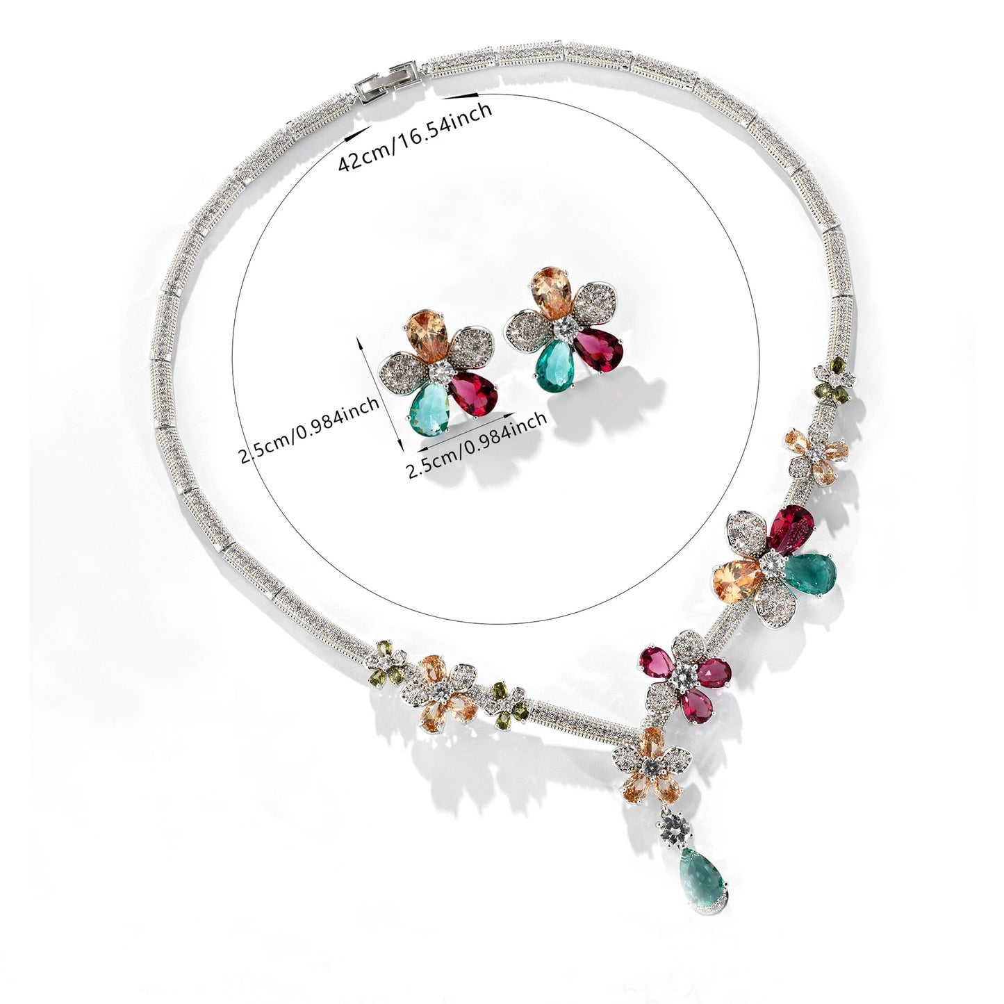 Stereo Sliver Colour Glamour Flower Jewelry Set