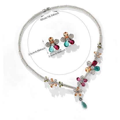 Stereo Sliver Colour Glamour Flower Jewelry Set