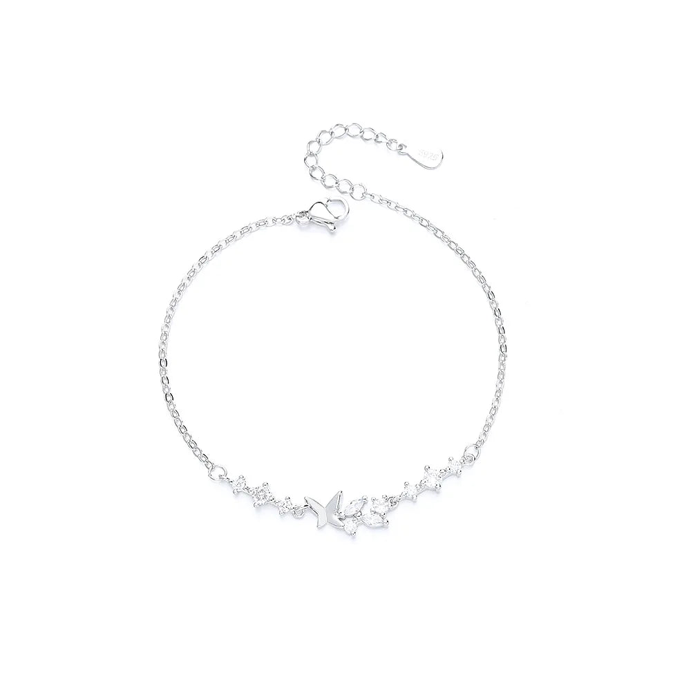 925 Sterling Silver Zircon Love Heart Bracelet