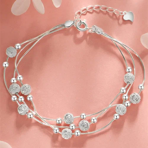 Fine 925 Sterling Silver Lucky Beads Bracelet