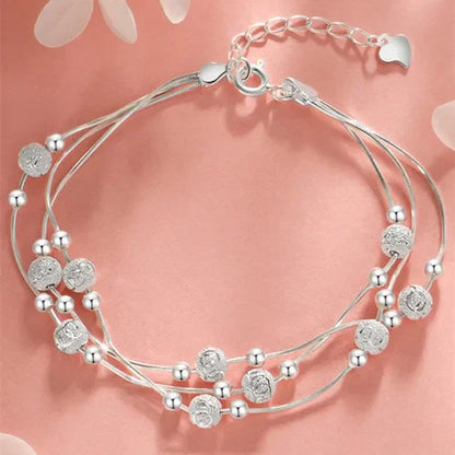 Fine 925 Sterling Silver Lucky Beads Bracelet