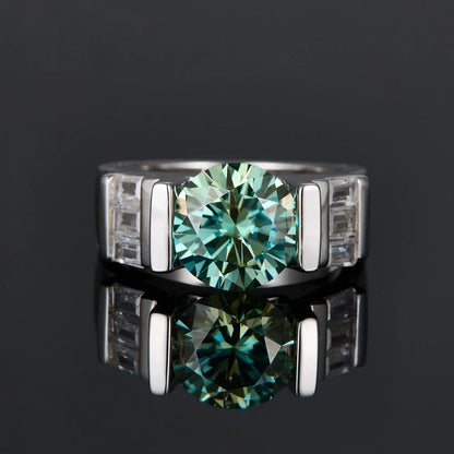 S925 Silver Green Moissanite Finger Ring