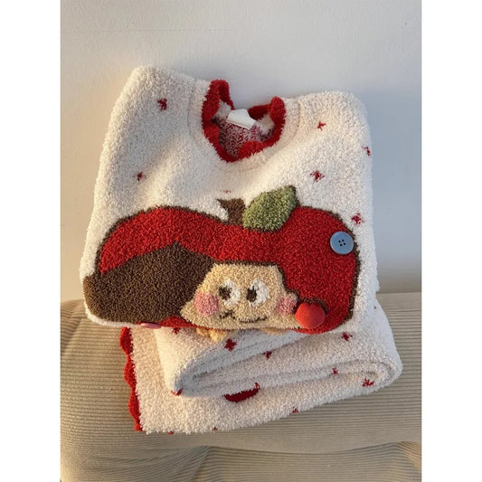 Soft Cute Apple Puppy Plush Pajamas