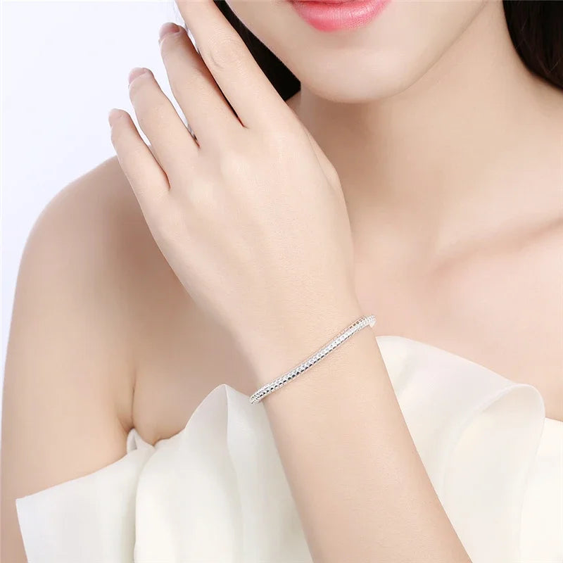 Sleek Sterling Silver Snake Chain Bracelet