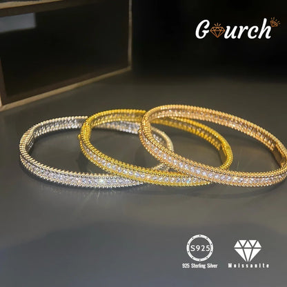 2mm Moissanite Bracelet in 925 Sterling Silver 18K Gold Plated