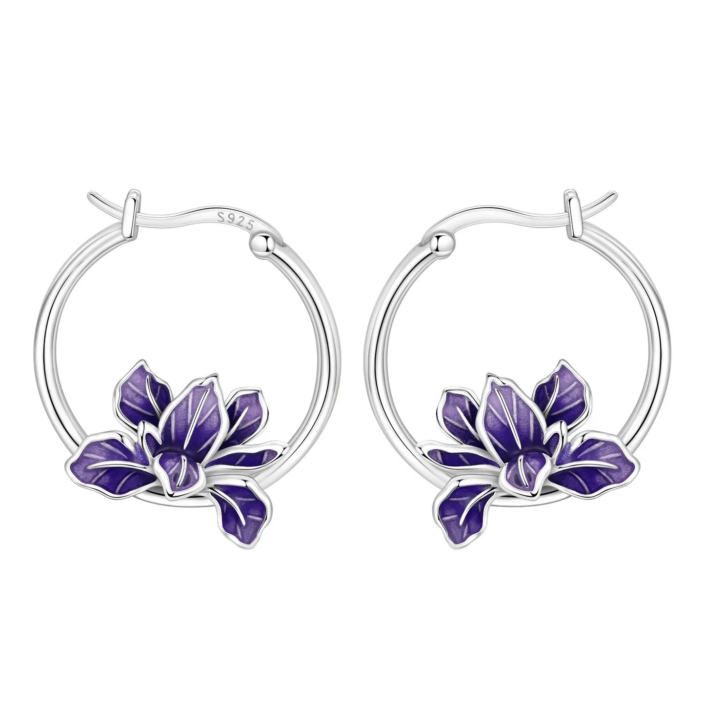 Original S925 Blue Iris Flower Earrings