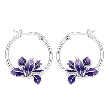 Original S925 Blue Iris Flower Earrings