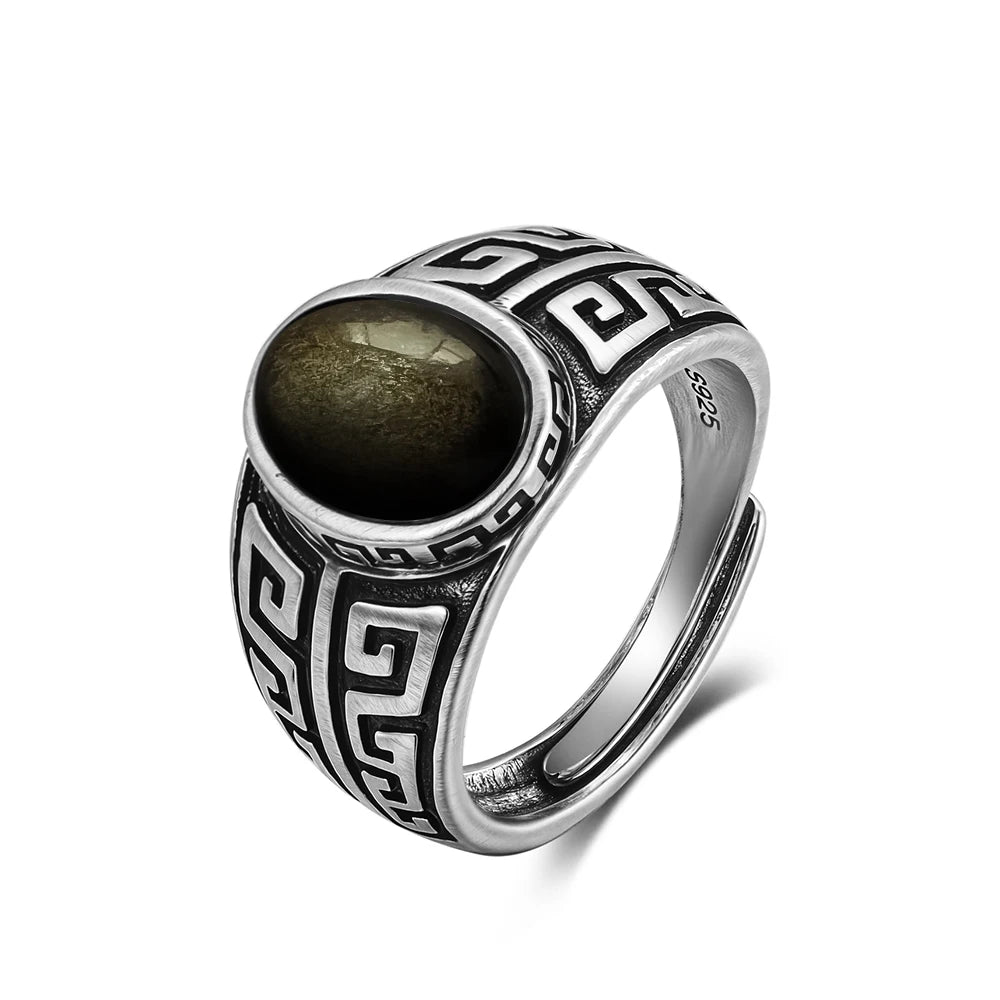 Vintage S925 Sterling Silver Ring with Natural Moonstone Stone