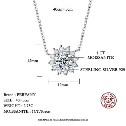 S925 Silver 1-3CT Moissanite Necklace