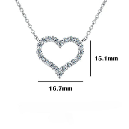 FEOBUR 2ct Moissanite Heart Pendant Necklace