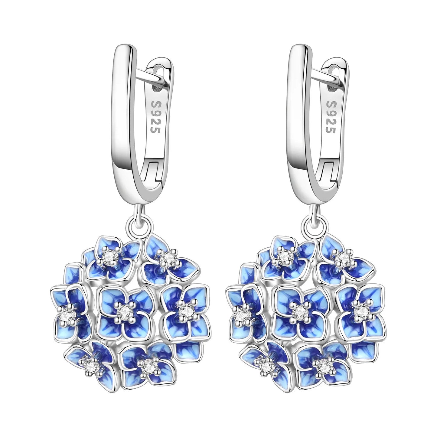 Original S925 Blue Iris Flower Earrings