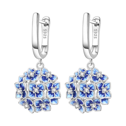 Original S925 Blue Iris Flower Earrings