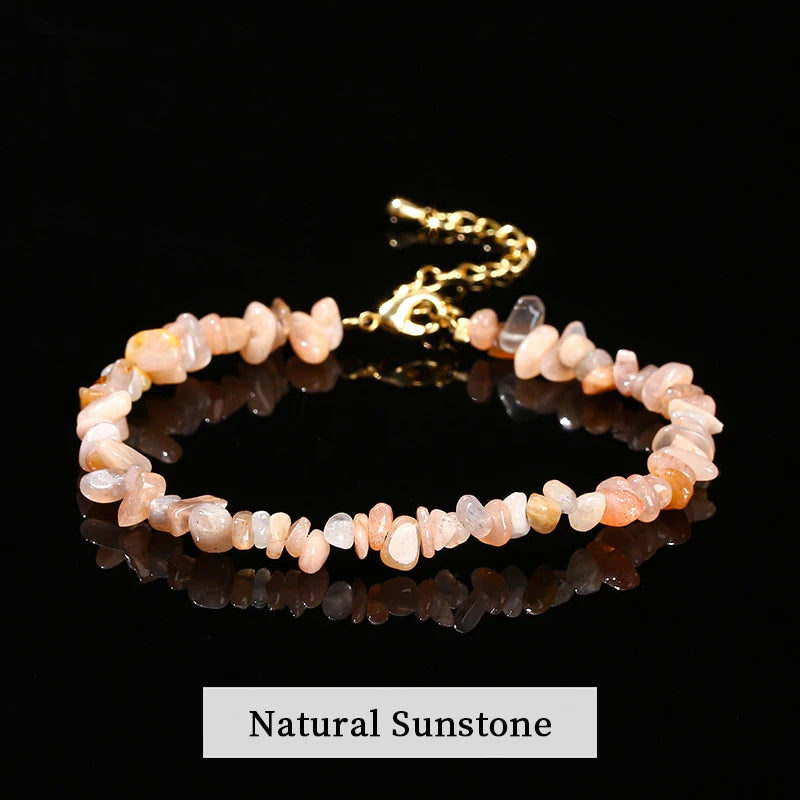 Amethyst Rock Quartz Crystal Stone Chip Bead Bracelet