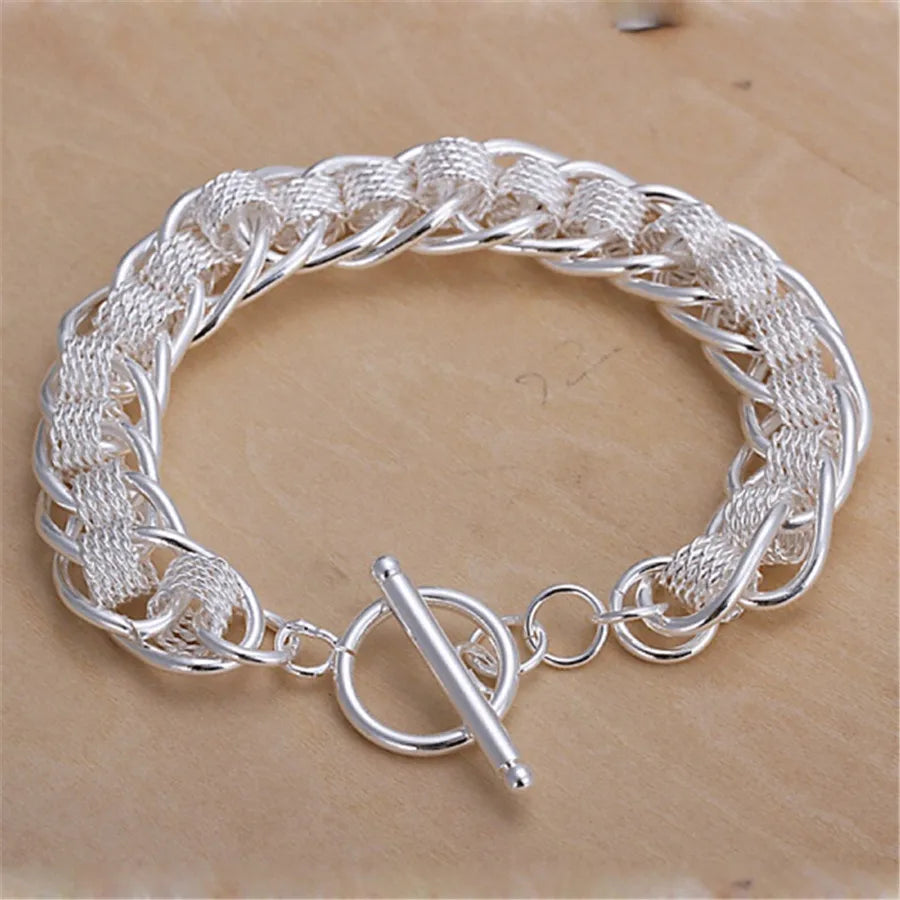 925 Sterling Silver Exquisite Solid Chain Bracelet