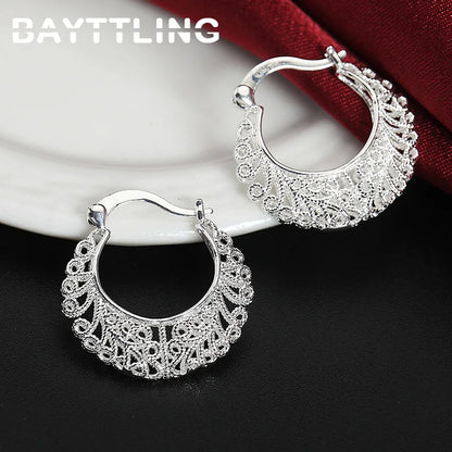 925 Sterling Silver Fine Hollow Round Hoop Earrings
