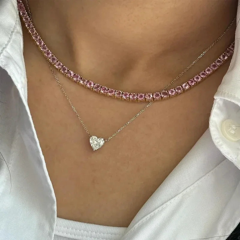 S925 Heart Cut Moissanite Pendant Necklace