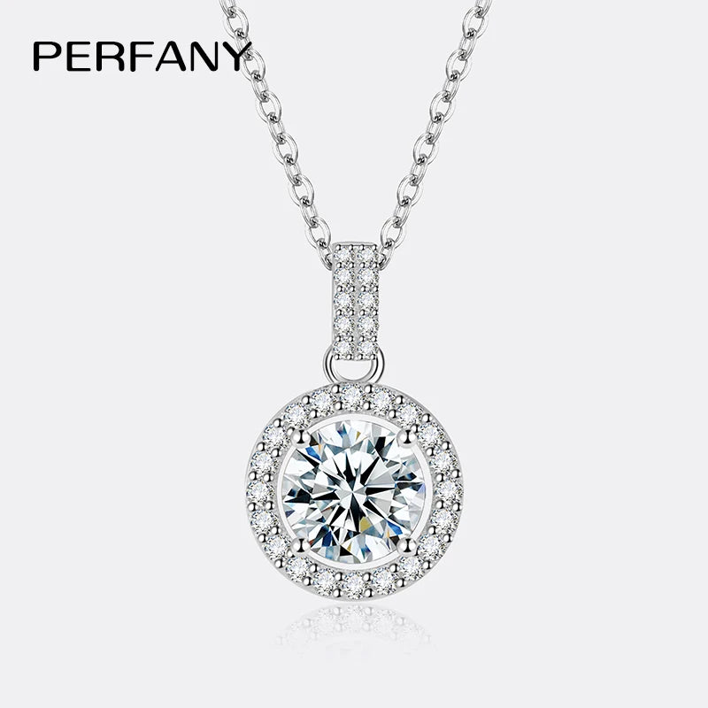 1-5CT Moissanite Necklace S925 Pure Silver Round