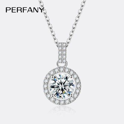 1-5CT Moissanite Necklace S925 Pure Silver Round