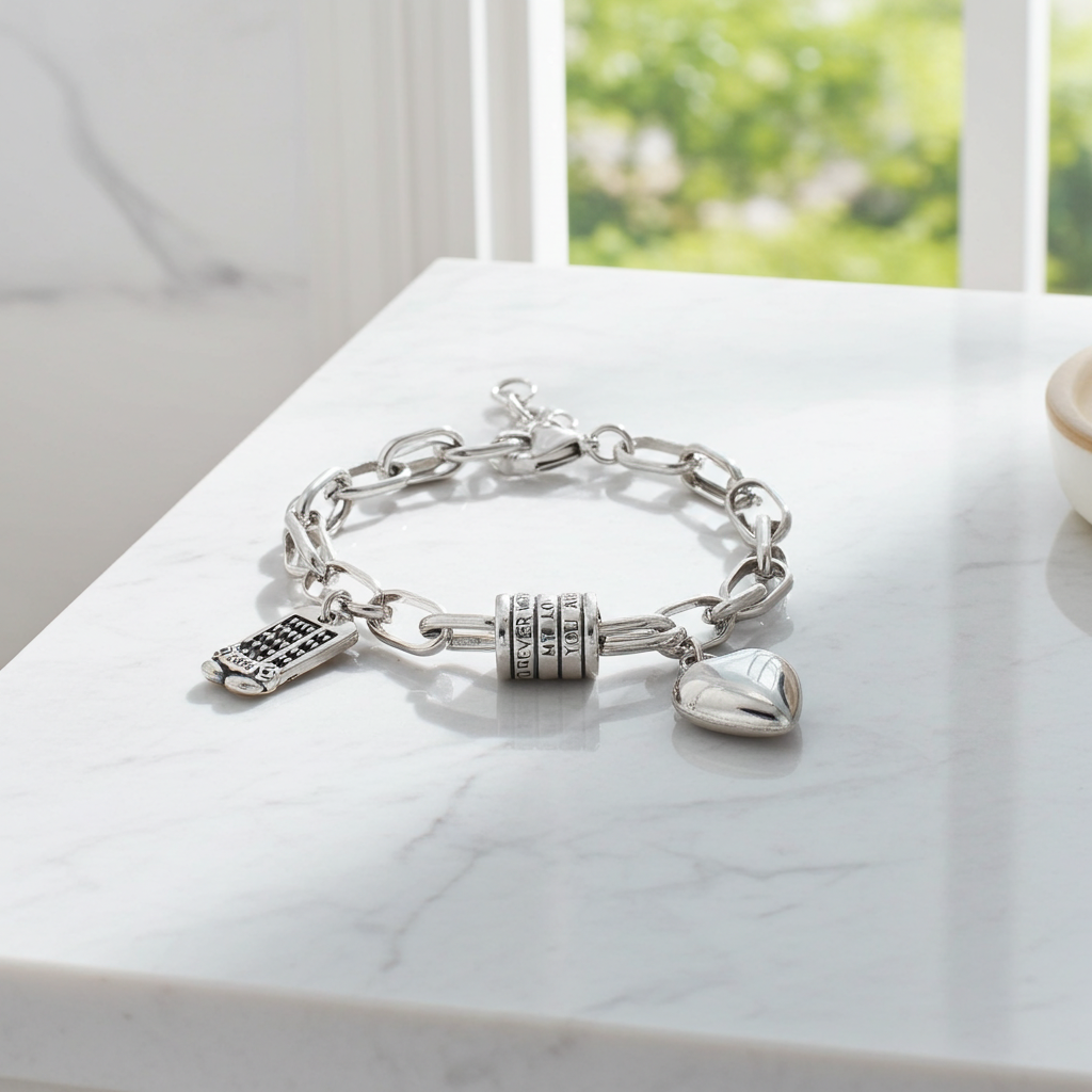 925 Sterling Silver Bracelets with Heart Charm