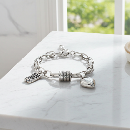 925 Sterling Silver Bracelets with Heart Charm