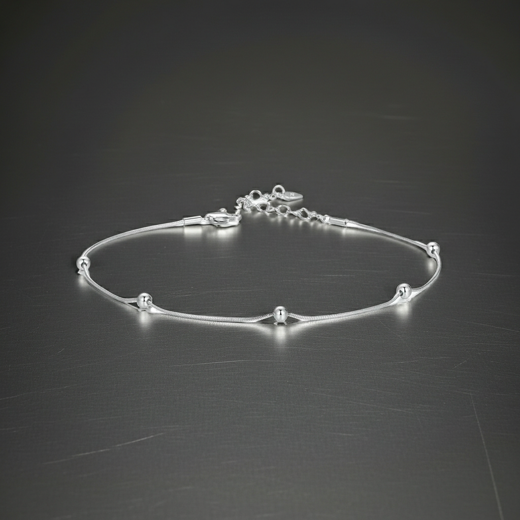 925 Sterling Silver Bead Anklet