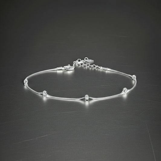 925 Sterling Silver Bead Anklet