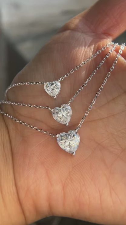 S925 Heart Cut Moissanite Pendant Necklace