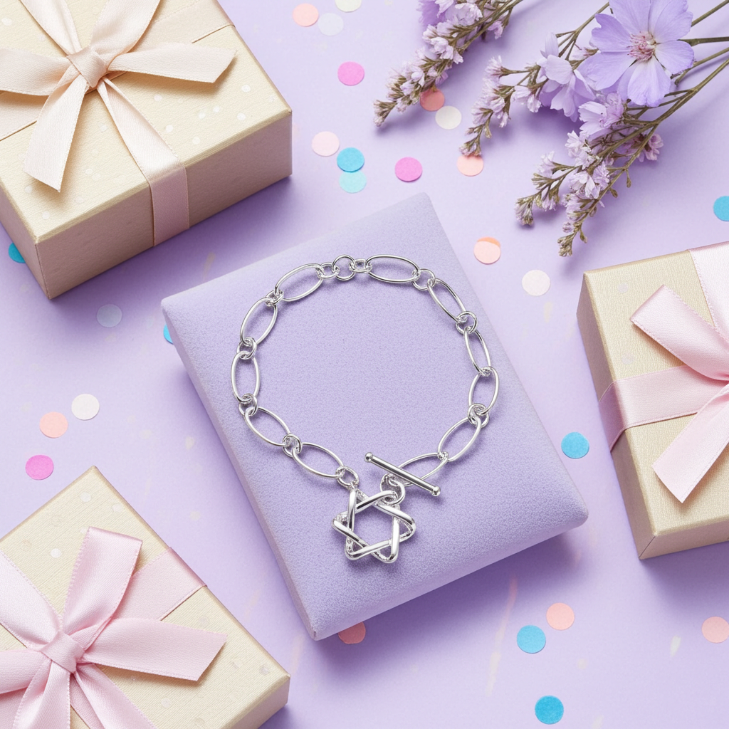S925 Oval Chain Hollow Star Bracelet