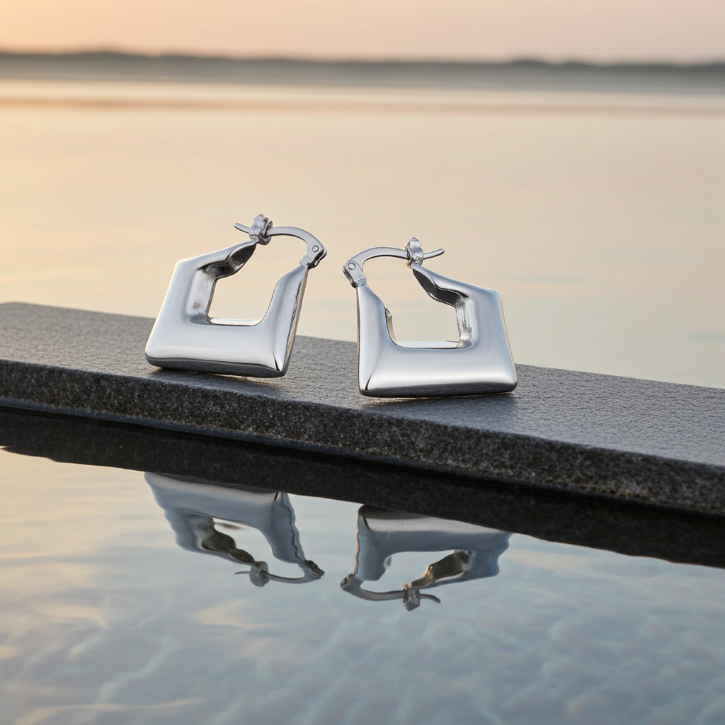 S925 Rhombus Hoop Earring