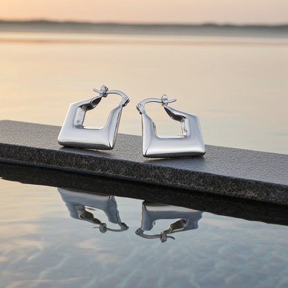 S925 Rhombus Hoop Earring