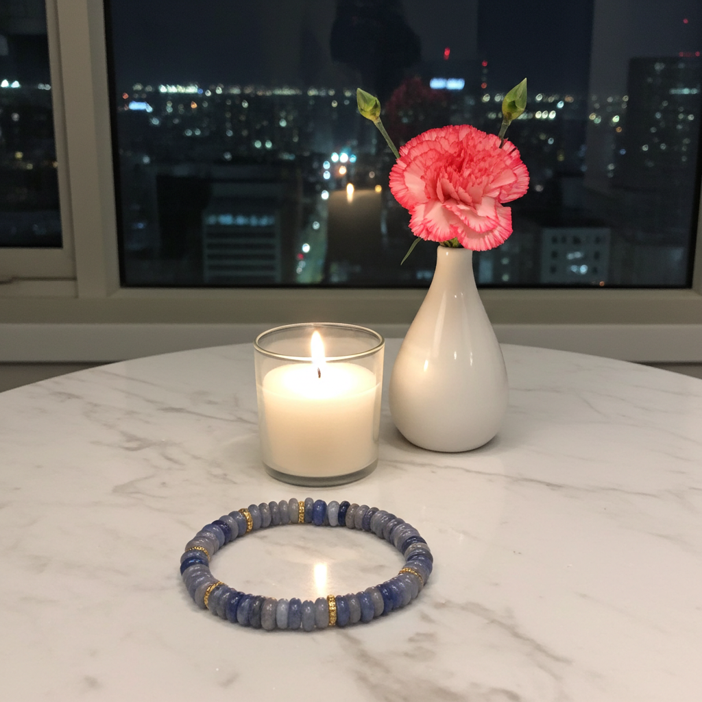 Natural Blue Chalcedony Abacus Beads Bracelet