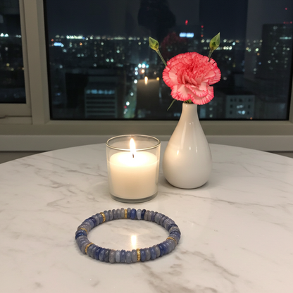 Natural Blue Chalcedony Abacus Beads Bracelet